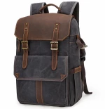 K-011 Outdoor Shoulder Digital Camera Bag Batik Canvas Waterproof Large-Capacity Photography Backpack(Gray) (OEM)