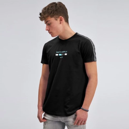 T-Shirt λαιμόκοψη τρέσα ώμους και τύπωμα – Aqua Μαύρο