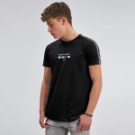 T-Shirt λαιμόκοψη τρέσα ώμους και τύπωμα – Aqua Μαύρο