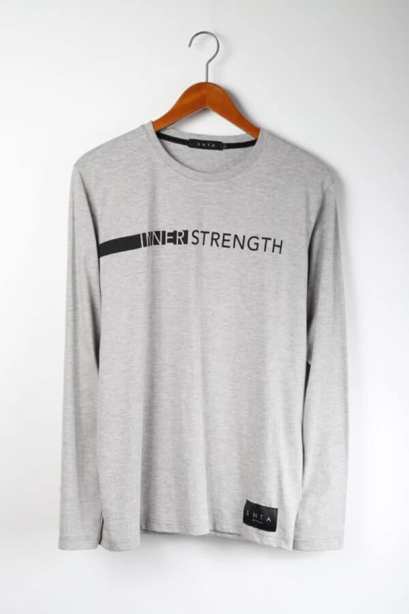 Μπλούζα ανοιξιάτικη ανδρική T-SHIRT L/S PRINT INNER STRENGTH γκρι