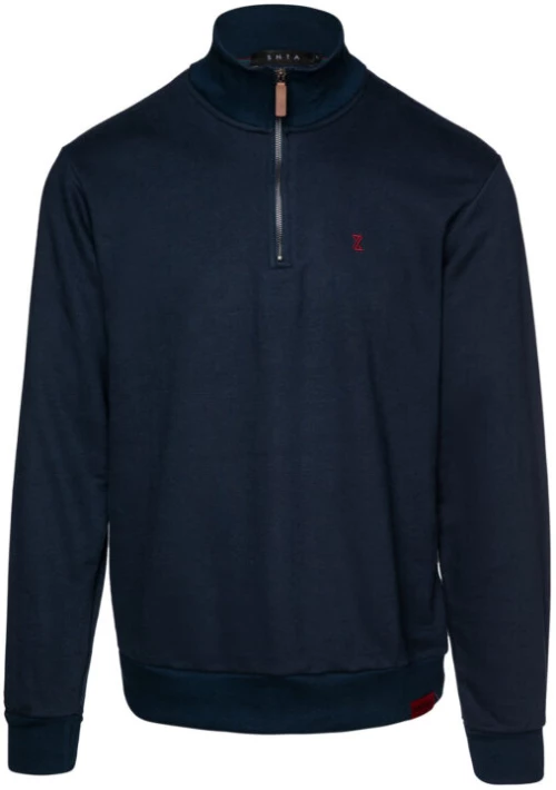 Sweatshirt with zipper and Logo embroidery Μπλε