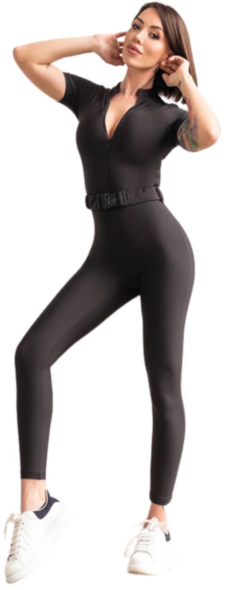 Jumpsuit Push-Up και Σμίλευσης με Αποσπώμενο Ζωνάκι  Q-372 Black