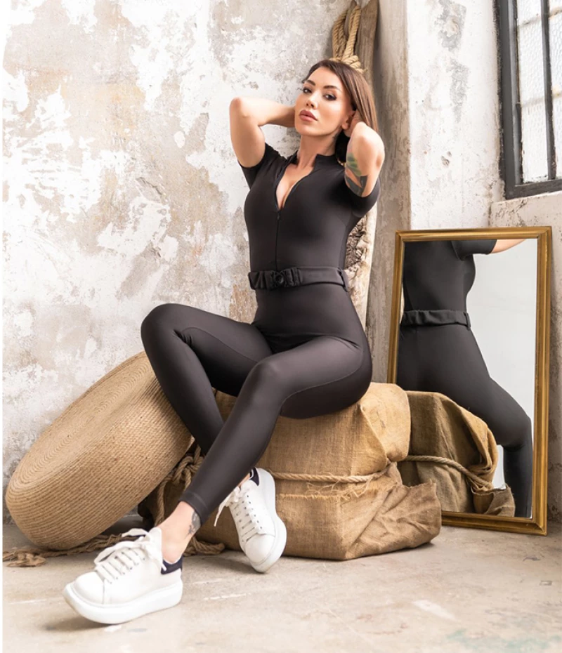 Jumpsuit Push-Up και Σμίλευσης με Αποσπώμενο Ζωνάκι  Q-372 Black