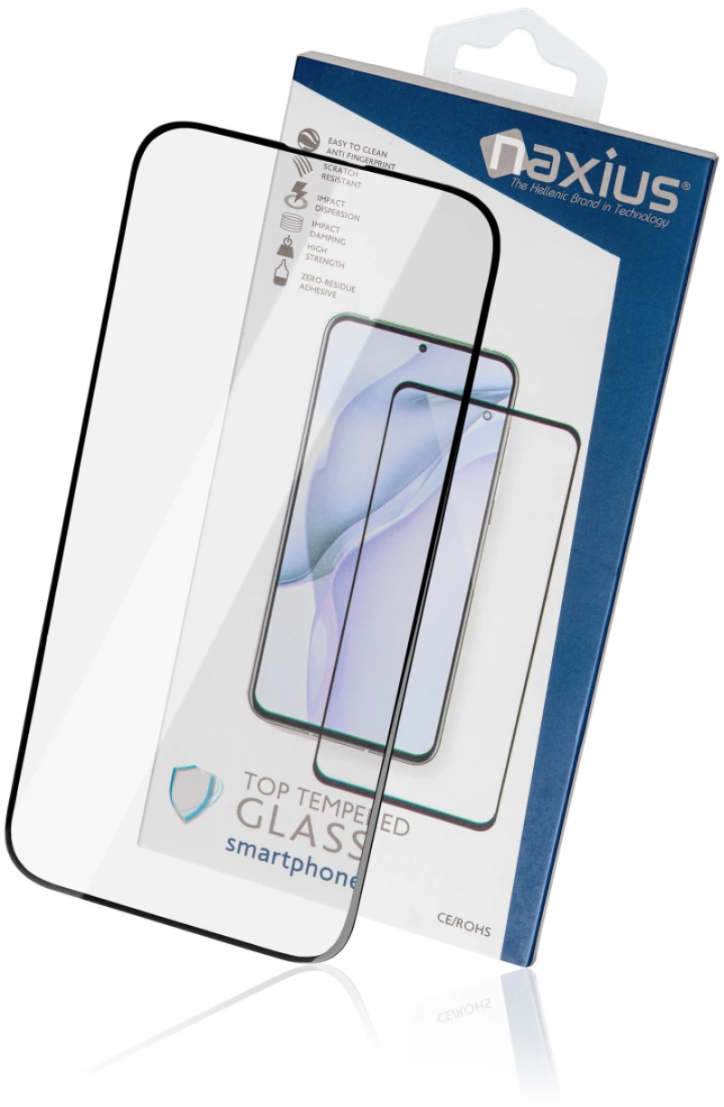 Naxius Top Tempered Glass Anti-Static 9H iPhone 15 Pro Full Screen 6D Black CE / RoHS Naxius