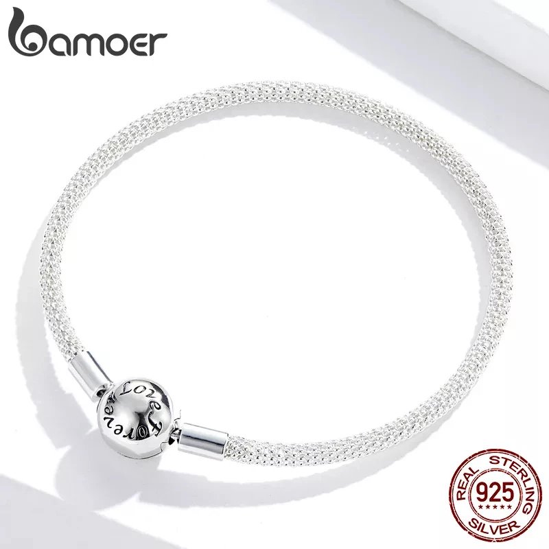 BAMOER βραχιόλι snake chain SCB105-17 με επιγραφή  ασήμι 925  ασημί