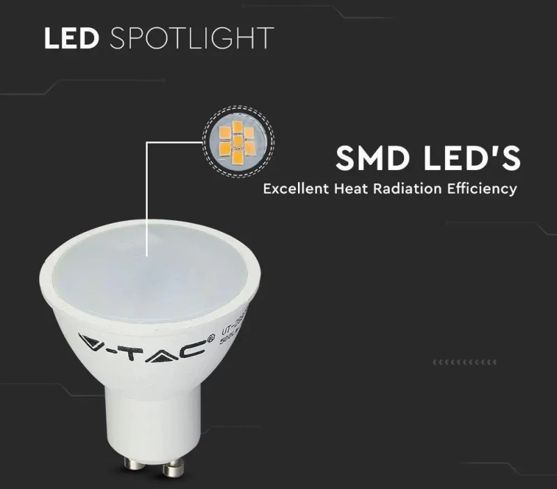 V-TAC Λάμπα LED Spot GU10 SMD 4.5W ψυχρό λευκό 6500K
