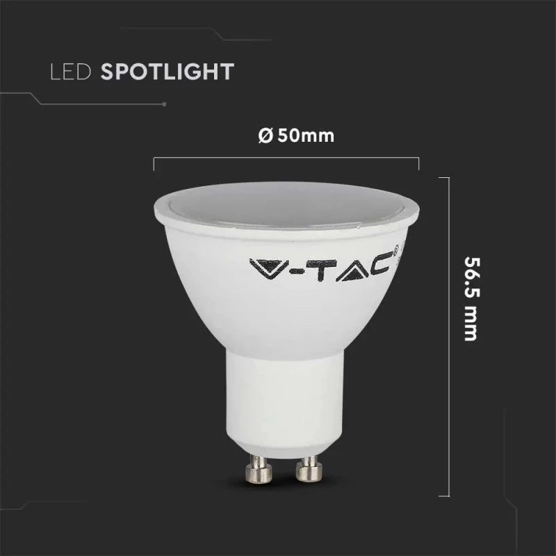 V-TAC Λάμπα LED Spot GU10 SMD 4.5W ψυχρό λευκό 6500K
