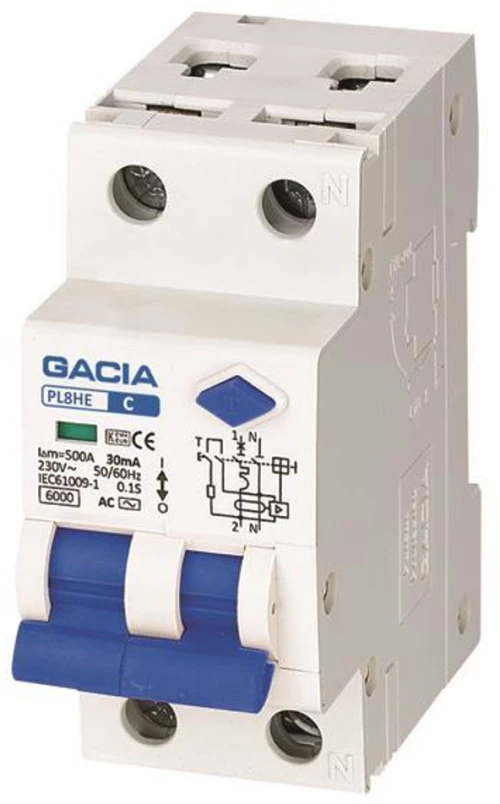 190816 ΡΕΛΕ RCBO ΔΙΠΟΛΙΚΟ 10A 6KA 30MA 1+N GACIA TYPE AC