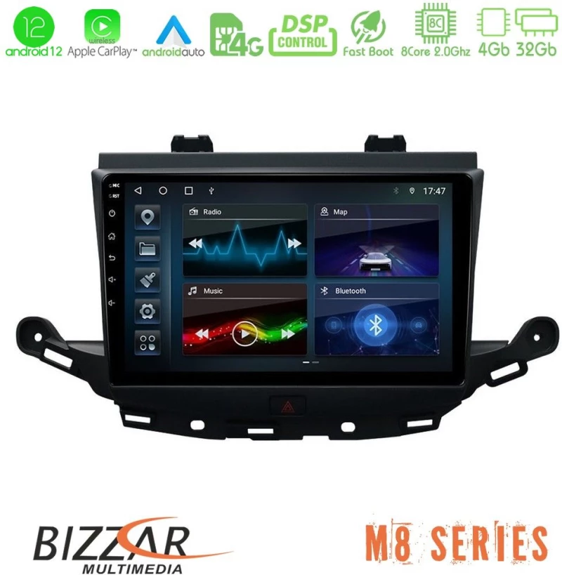 Bizzar m8 Series Opel Astra k 2015-2019 8core Android12 4+32gb Navigation Multimedia Tablet 9" u-m8-Op0113
