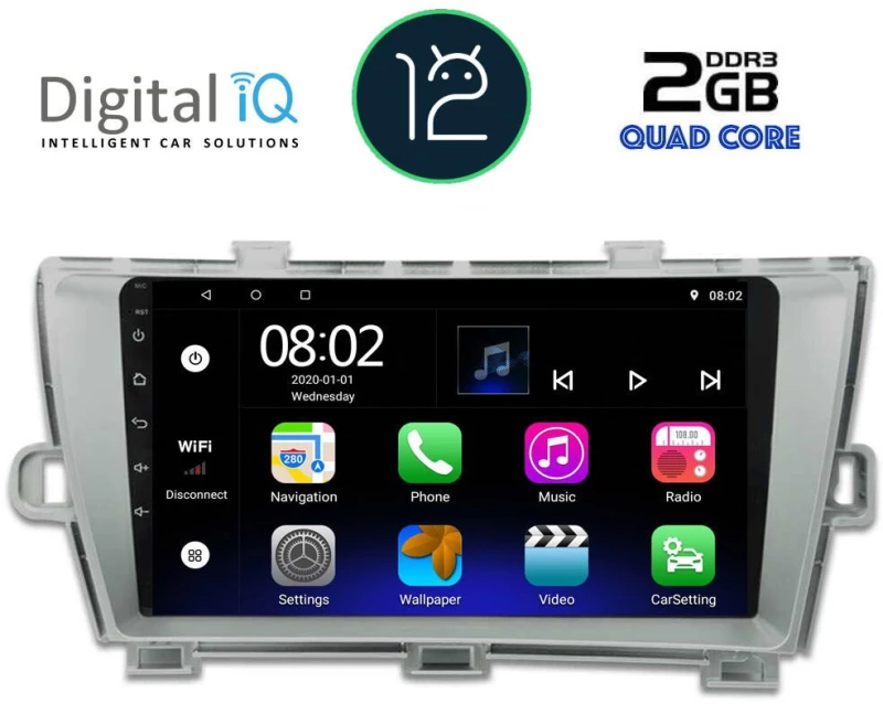 DIGITAL IQ RTB 2726_GPS (9inc) MULTIMEDIA TABLET OEM TOYOTA PRIOUS mod. 2009-2015