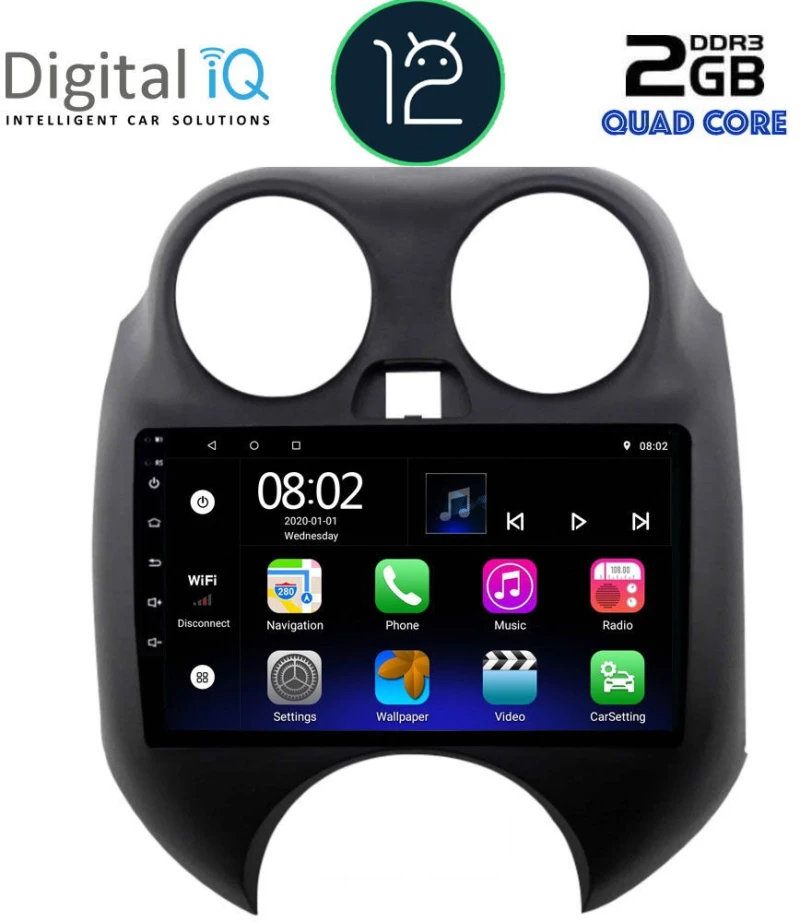 DIGITAL IQ RTB 2459_GPS (9inc) MULTIMEDIA TABLET OEM NISSAN MICRA mod. 2010-2014