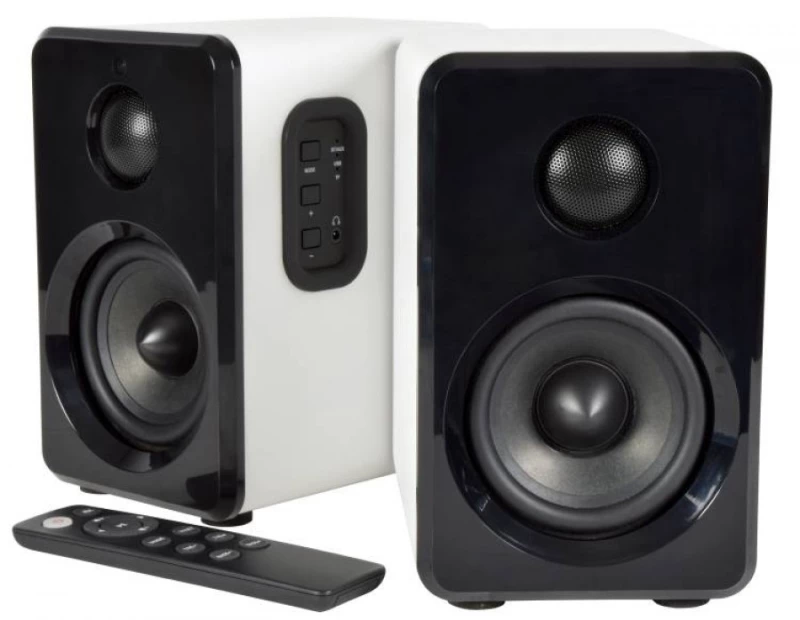 AvLink ABS35WHT Ενεργά Bluetooth Ηχεία Βιβλιοθήκης 3.5" 15W RMS Λευκά με USB, MicroSD (Ζεύγος)