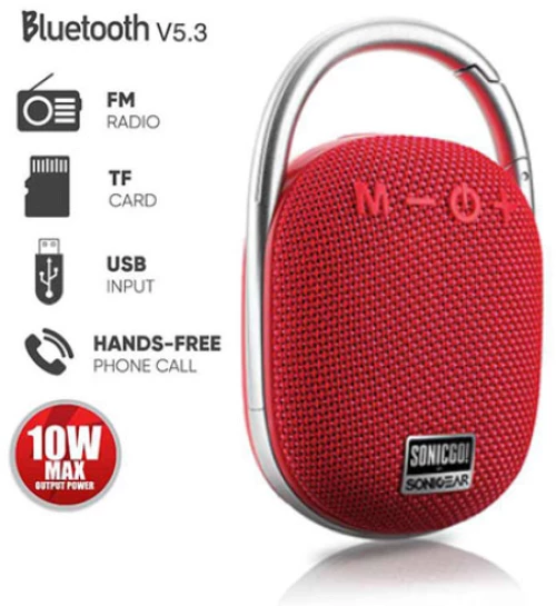 SONIC GEAR BT5.3 PORTABLE WIRELESS SPEAKER WITH FM RED