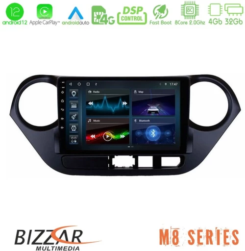 Bizzar m8 Series Hyundai i10 2014-2020 8core Android13 4+32gb Navigation Multimedia Tablet 9 u-m8-Hy0506