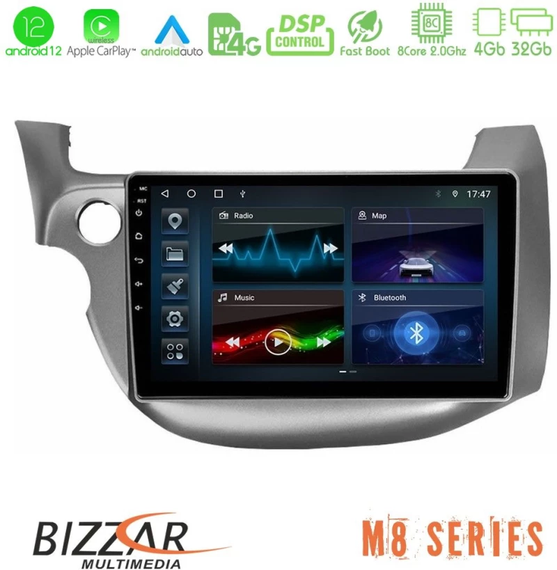 Bizzar m8 Series Honda Jazz 2009-2013 8core Android13 4+32gb Navigation Multimedia Tablet 10 u-m8-Hd098t