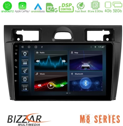 Bizzar m8 Series Ford Fiesta/fusion 8core Android13 4+32gb Navigation Multimedia Tablet 9 u-m8-Fd990