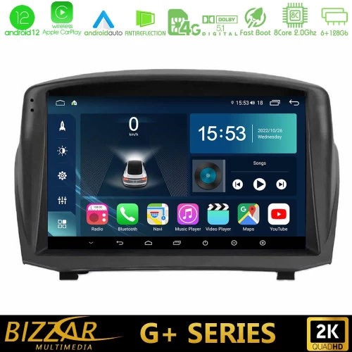 Bizzar g+ Series Ford Fiesta 2008-2012 8core Android12 6+128gb Navigation Multimedia Tablet 9 (Oem Style) u-g-Fd1451