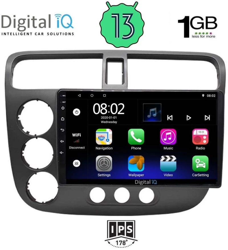 DIGITAL IQ RSA 1187_GPS (9inc) MULTIMEDIA TABLET OEM HONDA CIVIC 4D mod. 2001-2006