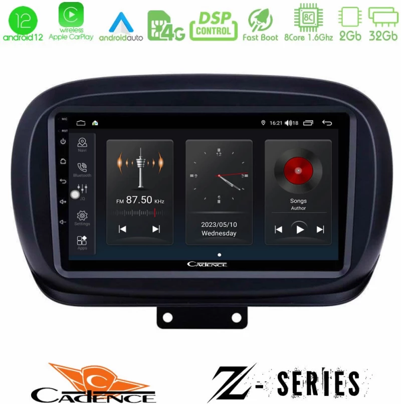 Cadence z Series Fiat 500x 8core Android12 2+32gb Navigation Multimedia Tablet 9 u-z-Ft230