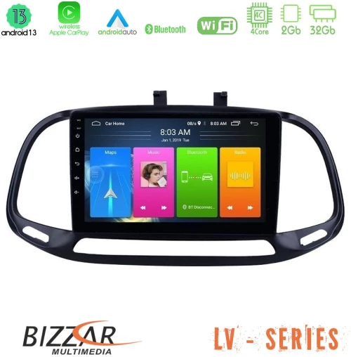 Bizzar lv Series Fiat Doblo 2015-2022 4core Android 13 2+32gb Navigation Multimedia Tablet 9 u-lv-Ft0909
