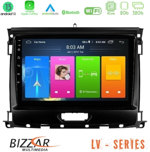 Bizzar lv Series Ford Ranger 2017-2022 4core Android 13 2+32gb Navigation Multimedia Tablet 9 u-lv-Fd0631