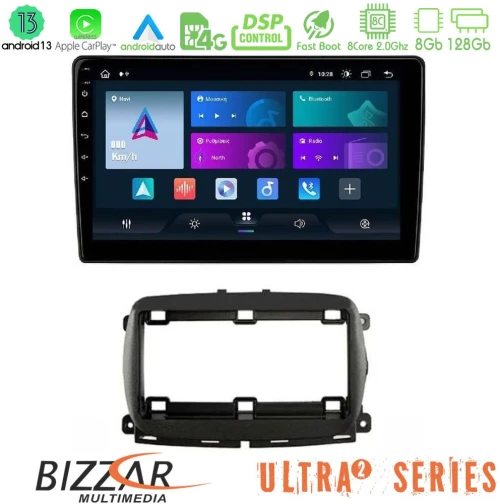 Bizzar Ultra Series Fiat 500 2016> 8core Android13 8+128gb Navigation Multimedia Tablet 9 u-ul2-Ft1150