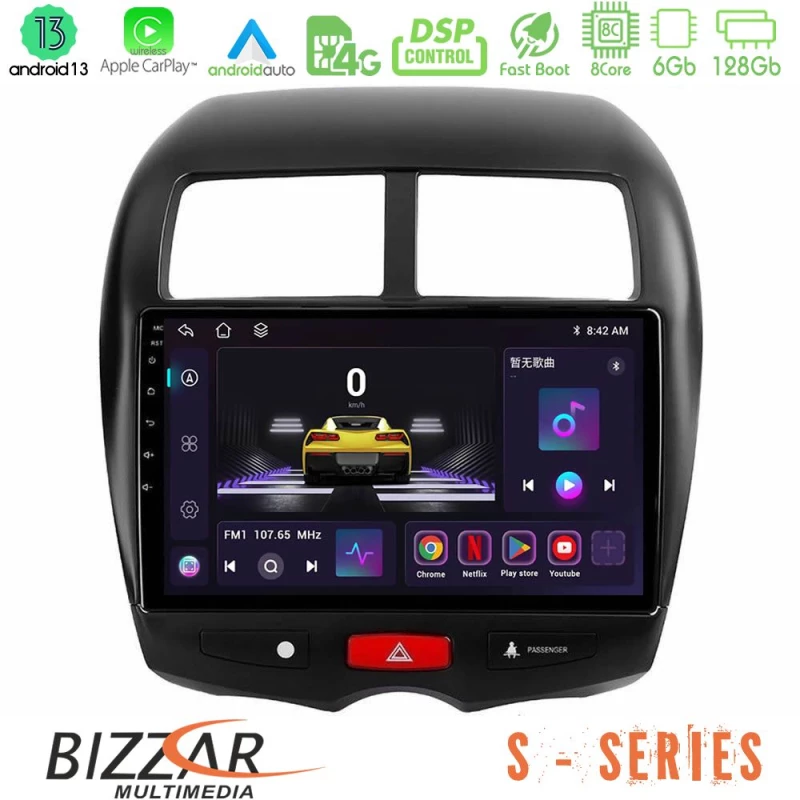 Bizzar s Series Mitsubishi asx 8core Android13 6+128gb Navigation Multimedia Tablet 10 u-s-Mt0075