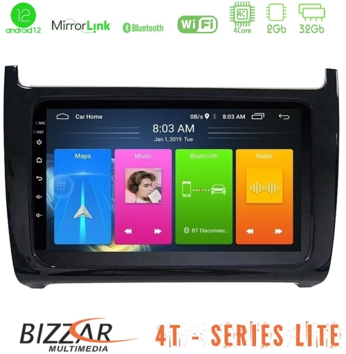 Bizzar 4t Series vw Polo 4core Android12 2+32gb Navigation Multimedia Tablet 9 u-lvb-Vw6901bl