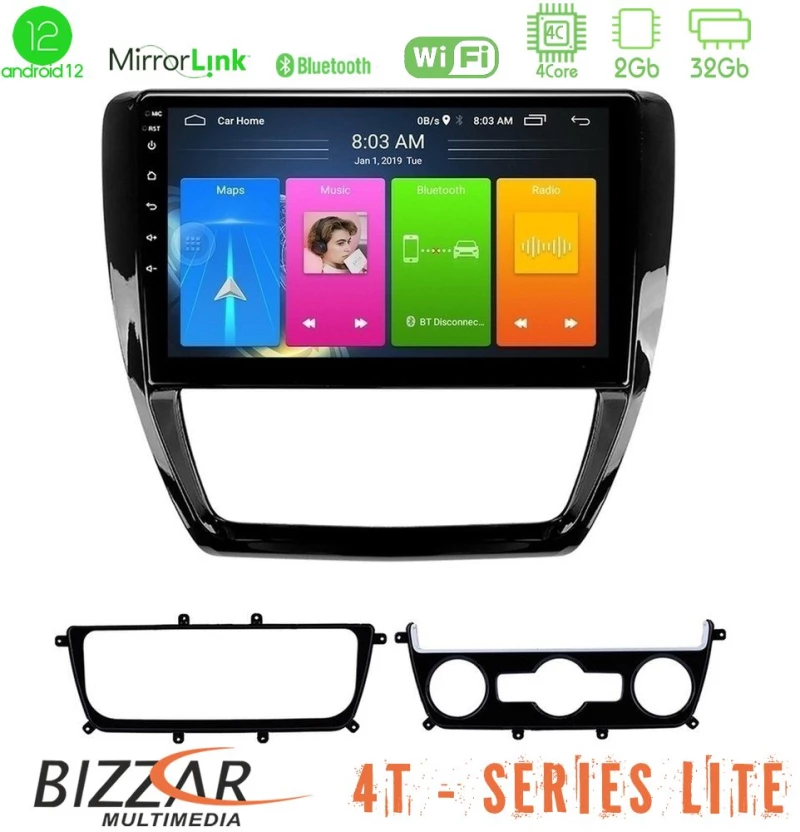Bizzar 4t Series vw Jetta 4core Android12 2+32gb Navigation Multimedia Tablet 10 u-lvb-Vw0001