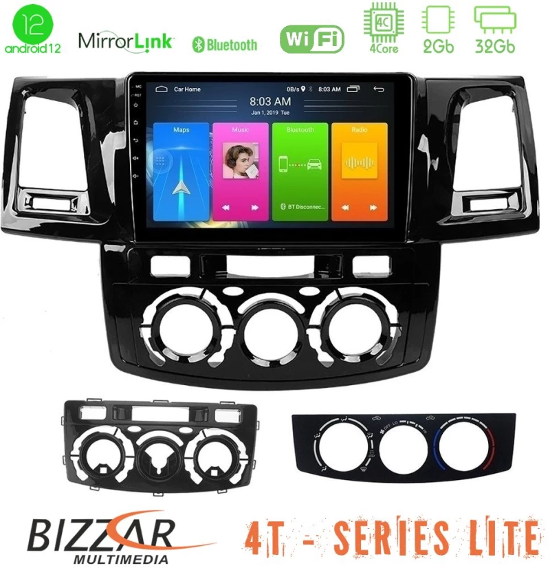 Bizzar 4t Series Toyota Hilux 2007-2011 4core Android12 2+32gb Navigation Multimedia Tablet 9 u-lvb-Ty0571