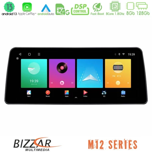 Bizzar car pad m12 Series Fiat Bravo 8core Android 12 8+128gb Navigation Multimedia Tablet 12.3 u-m12-Ft724