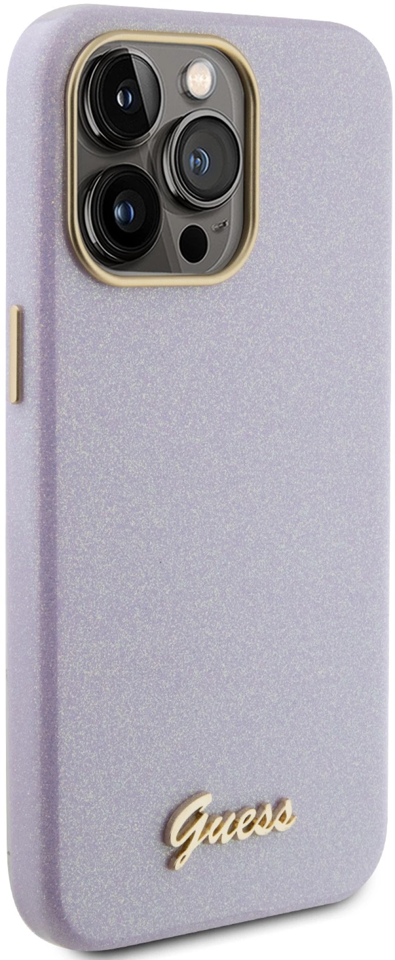 Guess Glitter Full Wrapped Glossy Case with Vintage Script Logo Θήκη προστασίας από σιλικόνη – iPhone 15 Pro Max (Glitter Lilac