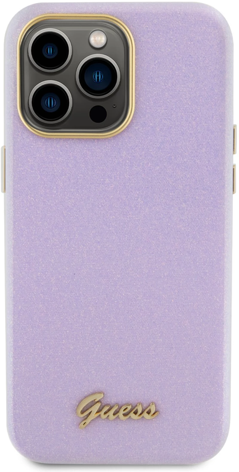 Guess Glitter Full Wrapped Glossy Case with Vintage Script Logo Θήκη προστασίας από σιλικόνη – iPhone 15 Pro Max (Glitter Lilac