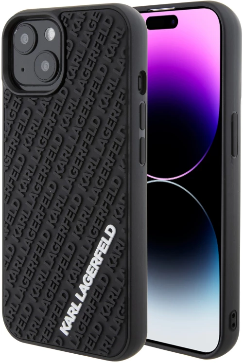 Karl Lagerfeld “Karl 3D Logo Cover” Hard Case Θήκη προστασίας από σιλικόνη – iPhone 15 (Black – KLHCP15S3DMKRLK)