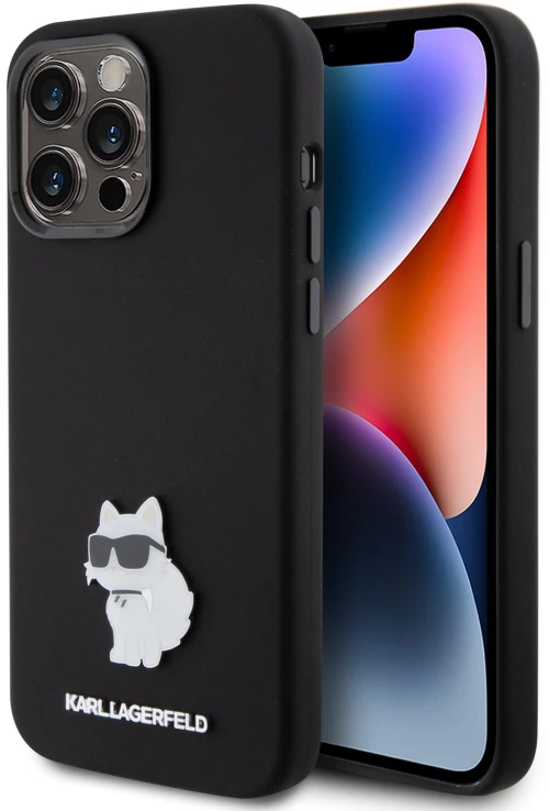 Karl Lagerfeld Choupette Metal Pin Hard Case Θήκη προστασίας από σιλικόνη  – iPhone 15 Pro Max (Black – KLHCP15XSMHCNPK)