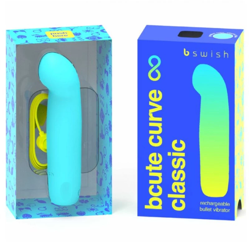 B SWISH - BCUTE CURVE INFINITE CLASSIC SILICONE RECHARGEABLE VIBRATOR ELECTRIC BLUE