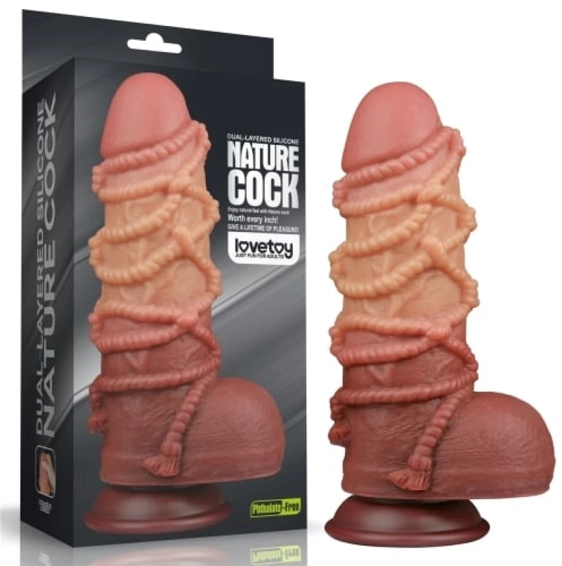 LoveToy Dual layered Platinum Silicone Cock with Rope Skin