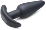 Vibrating Silicone Butt Plug with Remote Control - Black