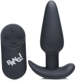 Vibrating Silicone Butt Plug with Remote Control - Black