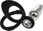 Double Penis Ring With Metal Anal Plug