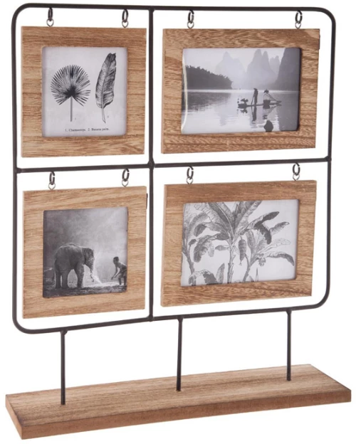 Ξύλινο Σταντ Φωτογραφιών 4 Θέσεων 2 Όψεων 36 x 10 x 42 cm Atmosphera 155120