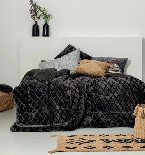 Κουβερτοπάπλωμα Υπέρδιπλο (220x240) Nadine/2 Coal Palamaiki