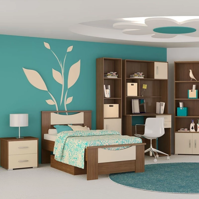 Κρεβάτι Παιδικό Νο. 15 Smile 90x190 Oak-Beige Μονό Μελαμίνη