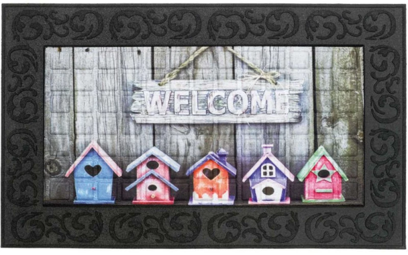 Πατάκι Εισόδου Venga 001 Birdhouses Welcome 45X75cm Black-Multi Sdim 45X75