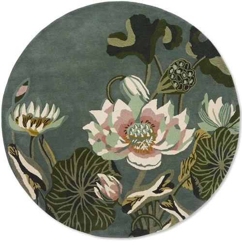 Χαλί Waterlily Midnight Pond 038608 Round  Green Wedgwood 150X150cm Round