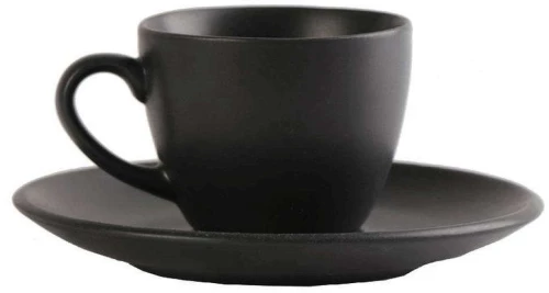 Φλιτζάνι Καφέ Με Πιατάκι Morgan OW2049K6 80ml Black Espiel Πορσελάνη