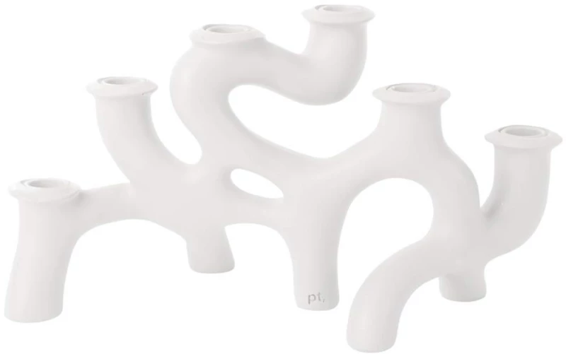 Κηροπήγιο Swirls L PT3907WH 20x14,5x35cm White Present Time Πολυρεσίνη