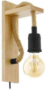 Φωτιστικό Τοίχου - Απλίκα Rampside 43197 Black-Brown Eglo Μέταλλο,Ξύλο