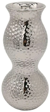 Βάζο Σφυρήλατο 15-00-23721 13x28,5cm Silver Marhome Κεραμικό