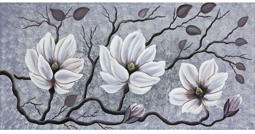 Πίνακας Καμβάς Μανόλιες 15-00-23579 115x55cm Multi Marhome Οριζόντιοι Καμβάς